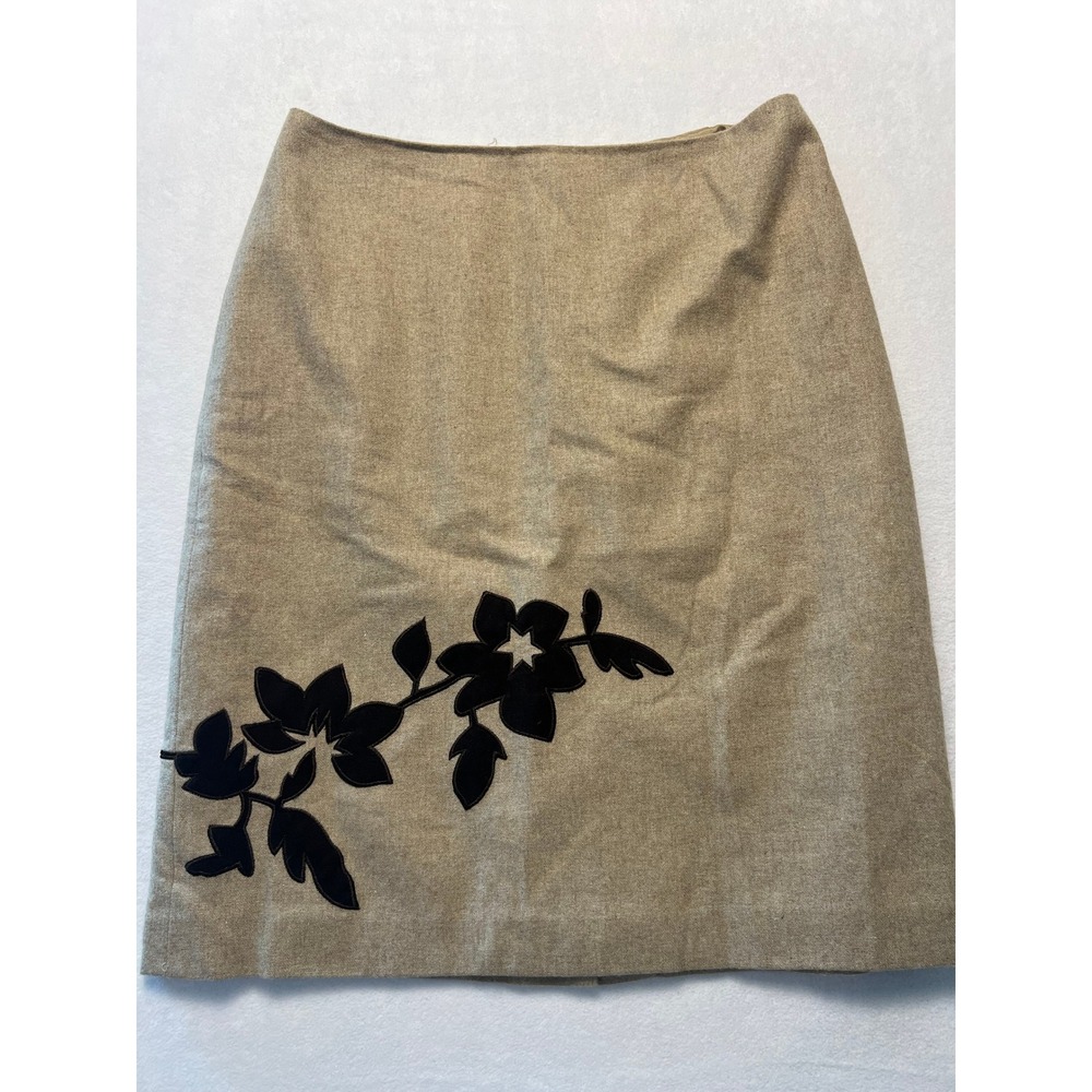 Ann Taylor Loft 10 Wool Blend Skirt Cottagecore Academia Twee Y2K Tan Brown Knee